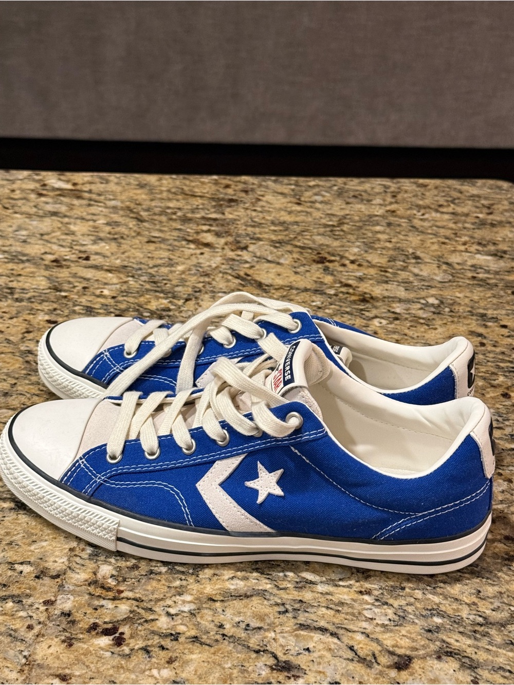 Converse Low Top Canvas Sneakers in Royal Blue and White